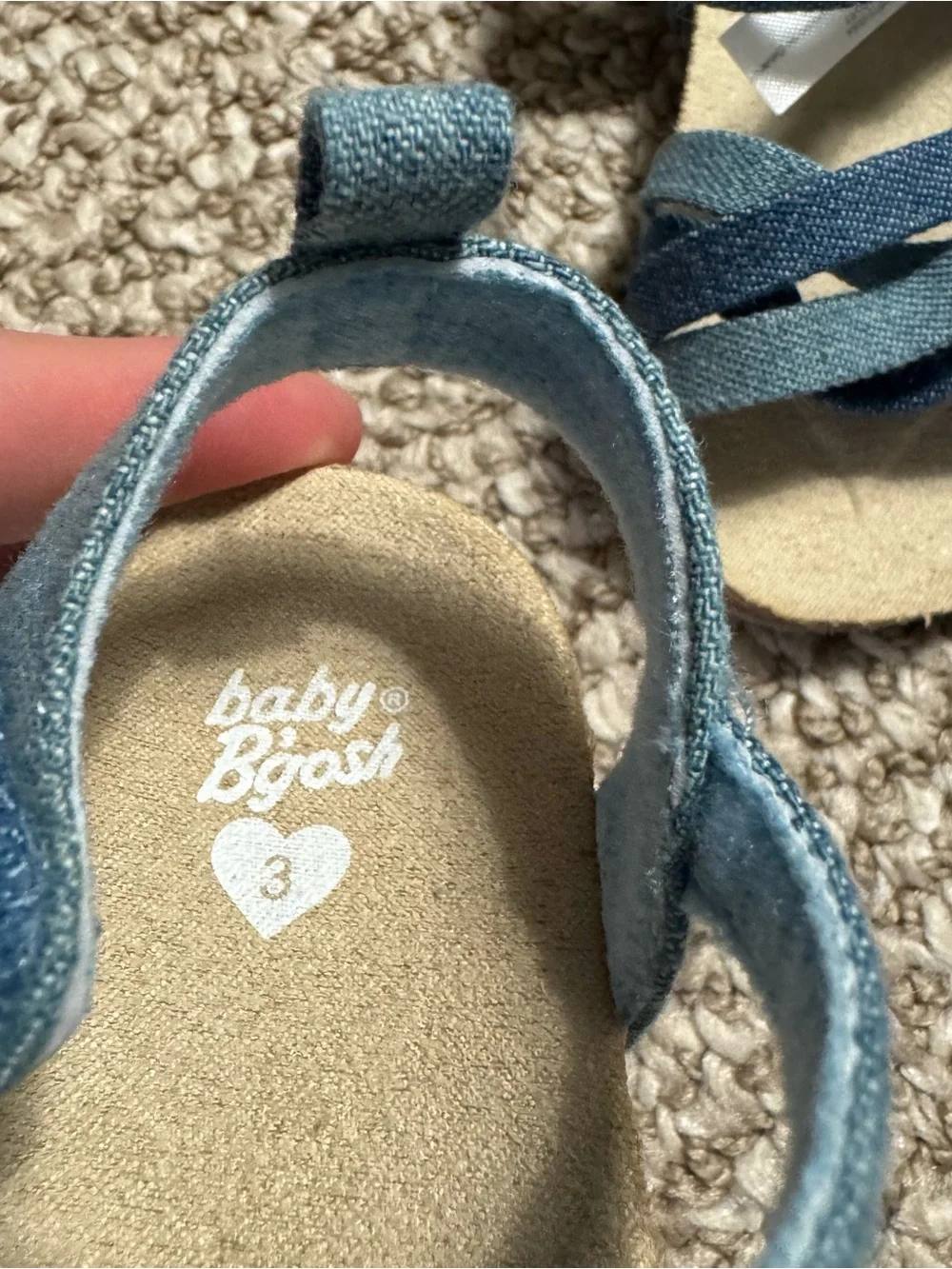 Baby B'gosh Blue Chambray Denim Strappy Sandals Crisscross Strap 6-9 Months